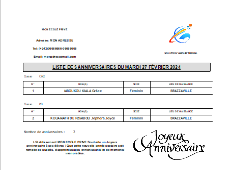 Gestion des anniversaires